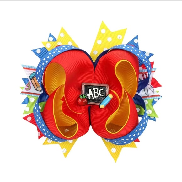 Back To School Bow Hair Clip Perfect Hair Accessory for Baby Toddlers and Girls - Picture 1 of 4